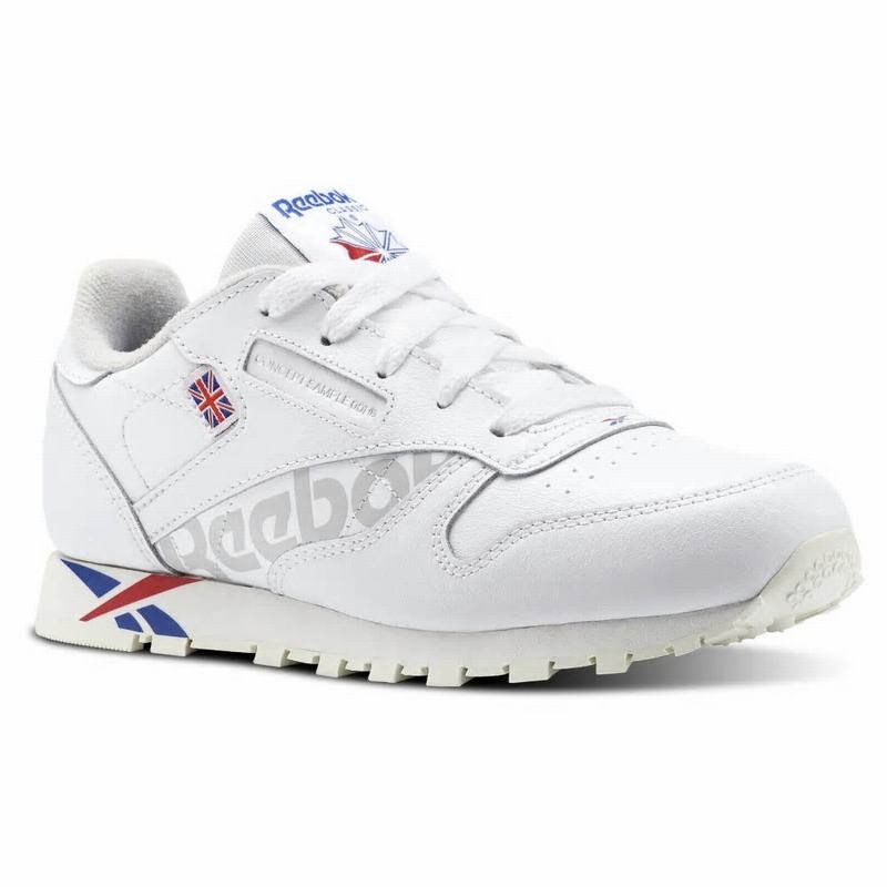 Reebok Classic Leather Tenisky Chlapcenske - Biele/Kráľovská Modrá Červené/Biele PQ7264LA